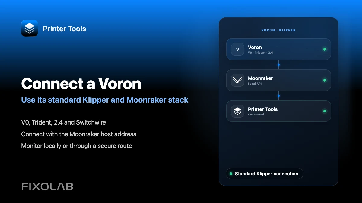 How to connect a Voron printer to Printer Tools through Klipper