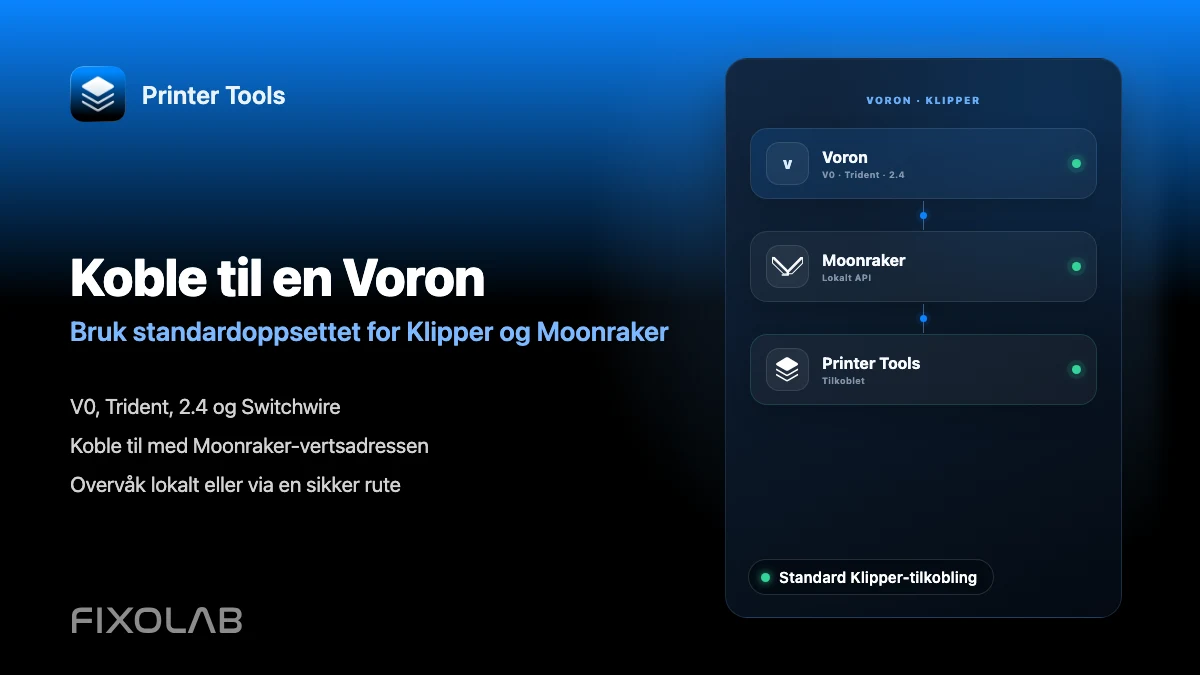 Hvordan koble en Voron-skriver til Printer Tools gjennom Klipper Hvordan koble en Voron-skriver til Printer Tools gjennom Klipper