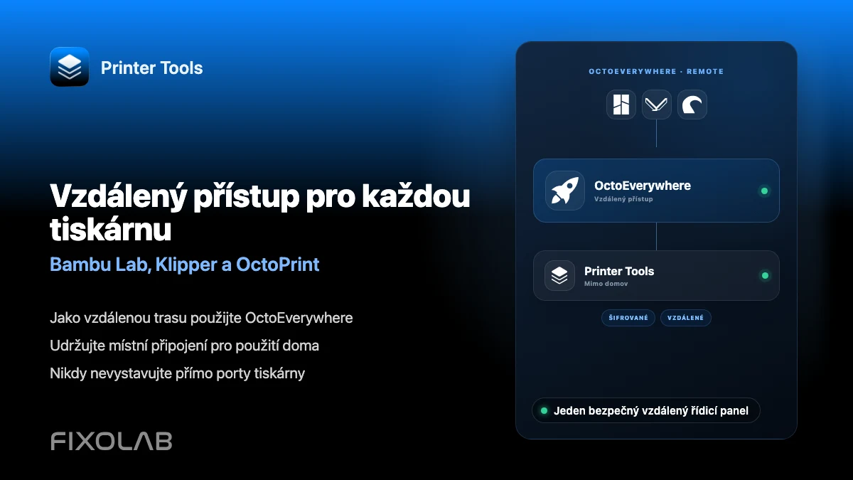 Jak ovládat Bambu Lab, Klipper a OctoPrint mimo domov pomocí OctoEverywhere