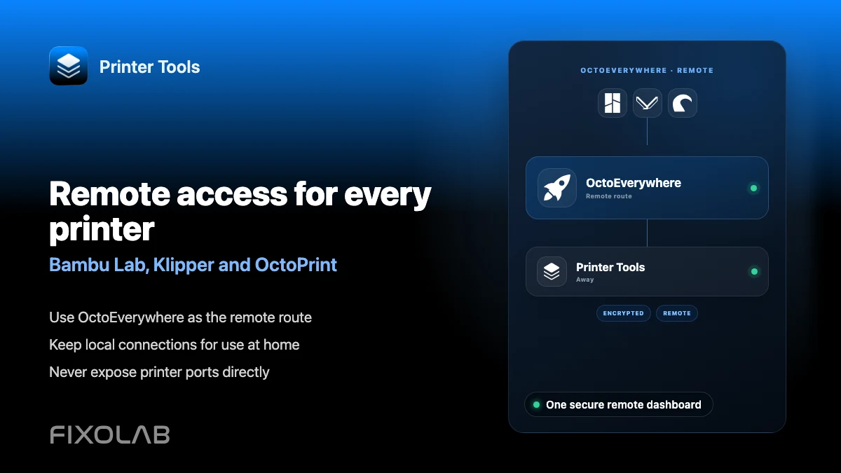 How to control Bambu Lab, Klipper and OctoPrint away from home with OctoEverywhere