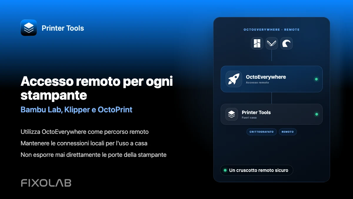 Come controllare Bambu Lab, Klipper e OctoPrint fuori casa con OctoEverywhere Come controllare Bambu Lab, Klipper e OctoPrint fuori casa con OctoEverywhere