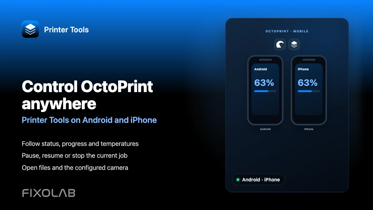 Slik styrer du OctoPrint fra Android og iPhone med Printer Tools