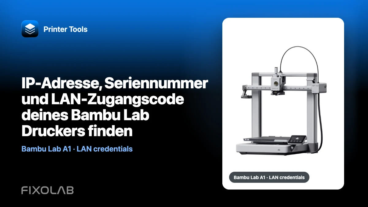 IP-Adresse, Seriennummer und LAN-Zugangscode deines Bambu Lab Druckers finden IP-Adresse, Seriennummer und LAN-Zugangscode deines Bambu Lab Druckers finden