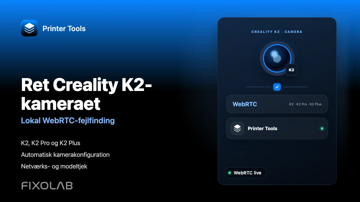 Sådan repareres Creality K2-kameraet med WebRTC på dit lokale netværk