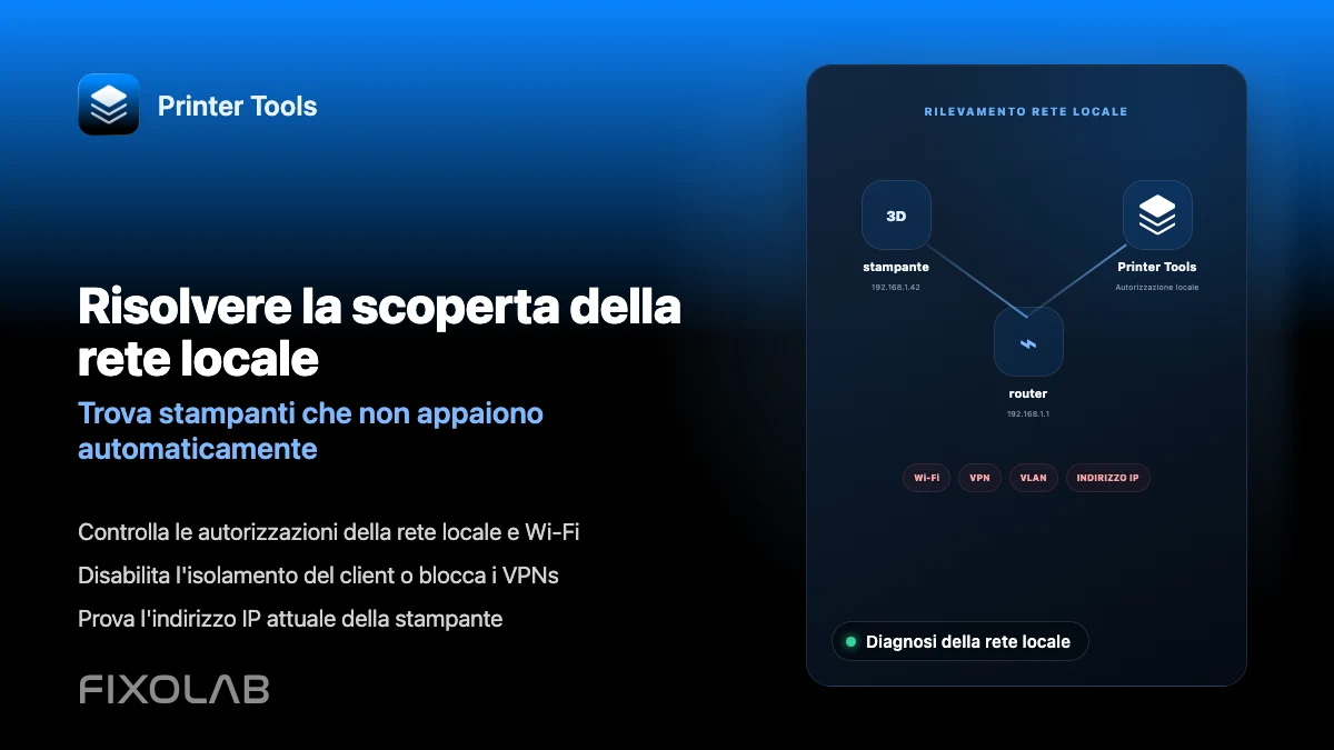 Come risolvere i problemi di rilevamento della rete locale in Printer Tools