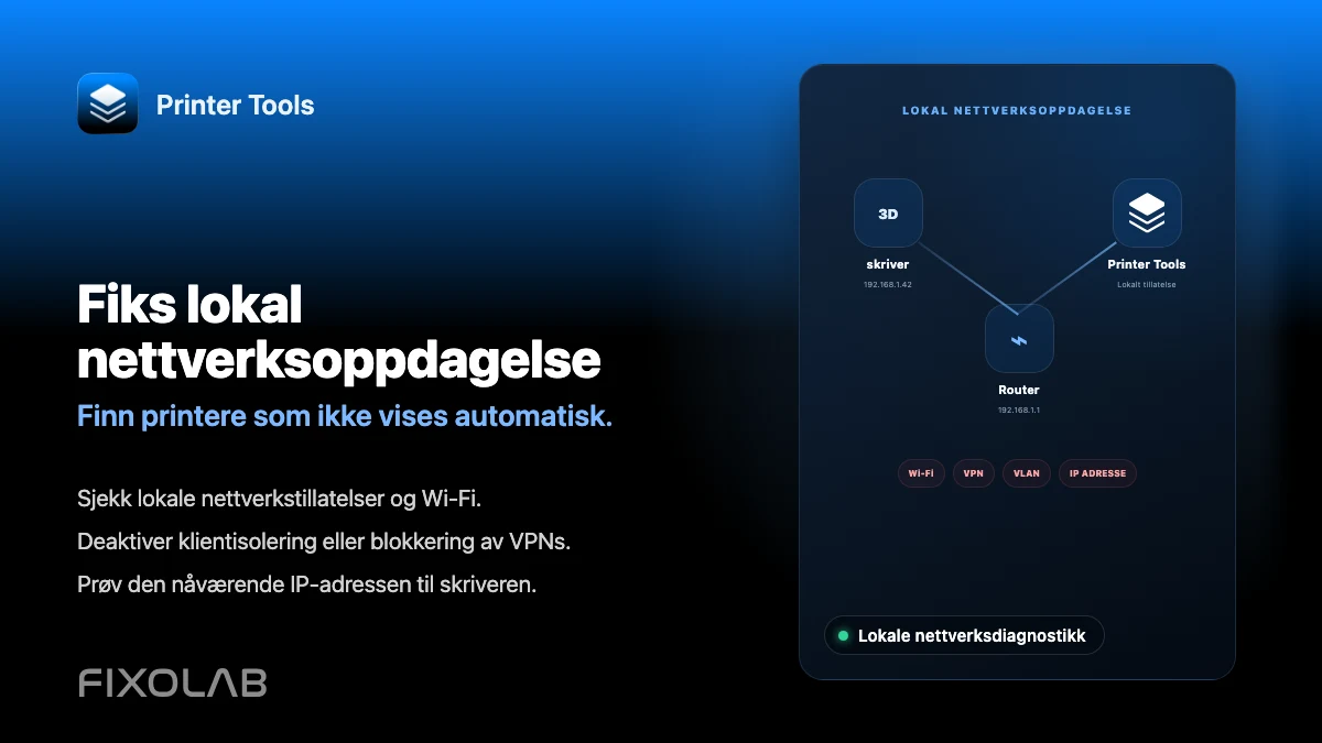 Slik løser du problemer med lokal nettverksoppdagelse i Printer Tools