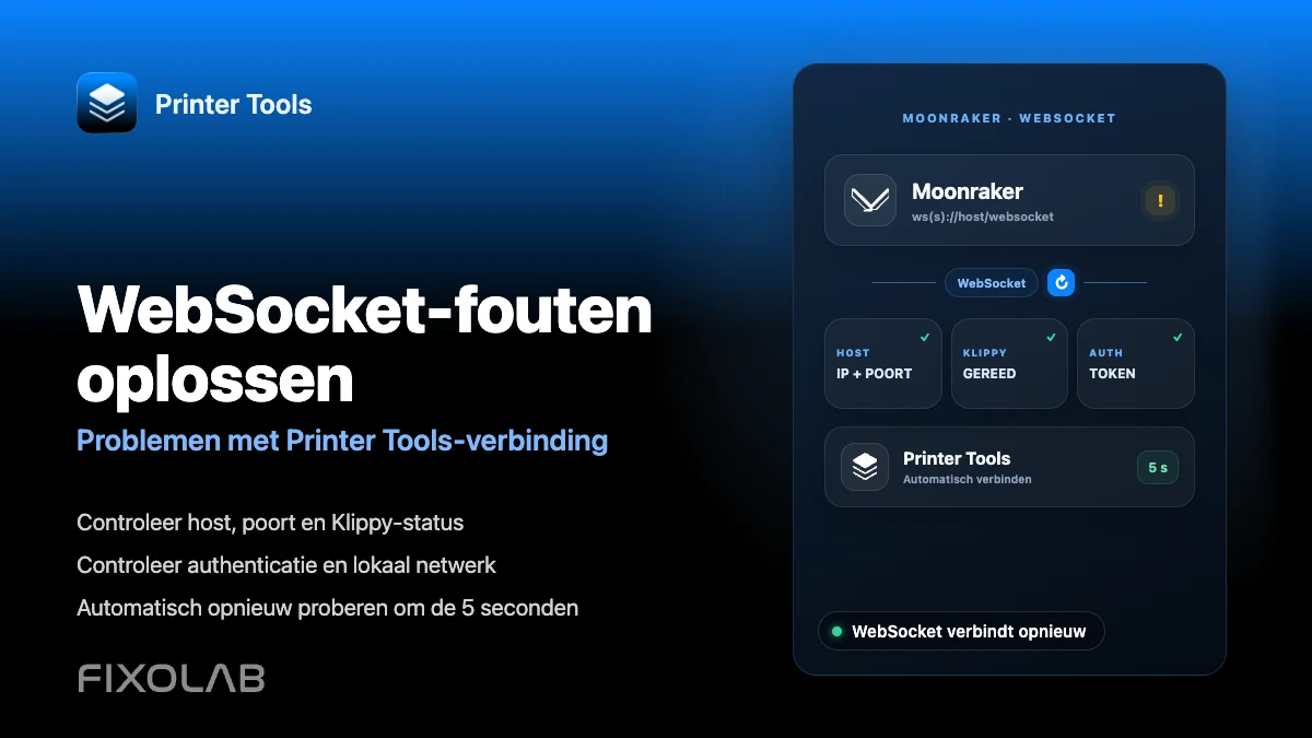 Zo los je Moonraker WebSocket-verbindingsfouten op in Printer Tools Zo los je Moonraker WebSocket-verbindingsfouten op in Printer Tools