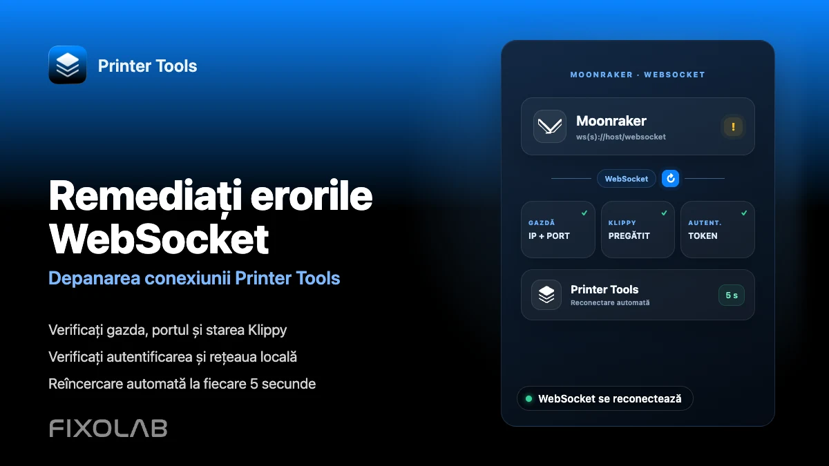 Cum să rezolvi erorile de conexiune WebSocket Moonraker în Printer Tools Cum să rezolvi erorile de conexiune WebSocket Moonraker în Printer Tools