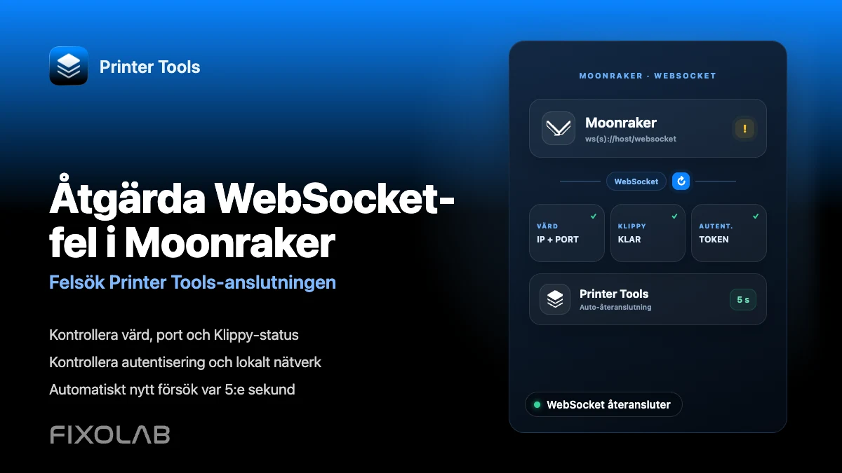 Så här åtgärdar du Moonraker WebSocket-anslutningsfel i Printer Tools Så här åtgärdar du Moonraker WebSocket-anslutningsfel i Printer Tools
