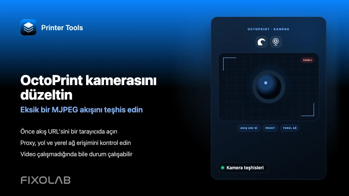 Printer Tools'ta yüklenmeyen bir OctoPrint kamerası nasıl düzeltilir
