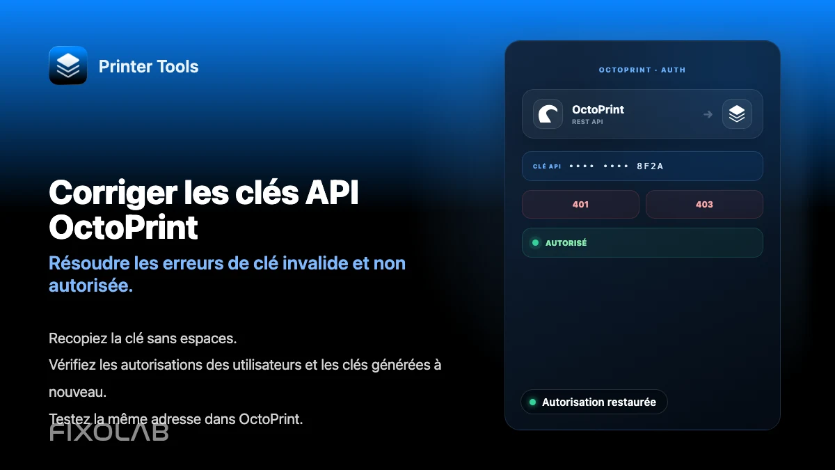 Corriger les erreurs de clé API OctoPrint invalide ou non autorisée Corriger les erreurs de clé API OctoPrint invalide ou non autorisée