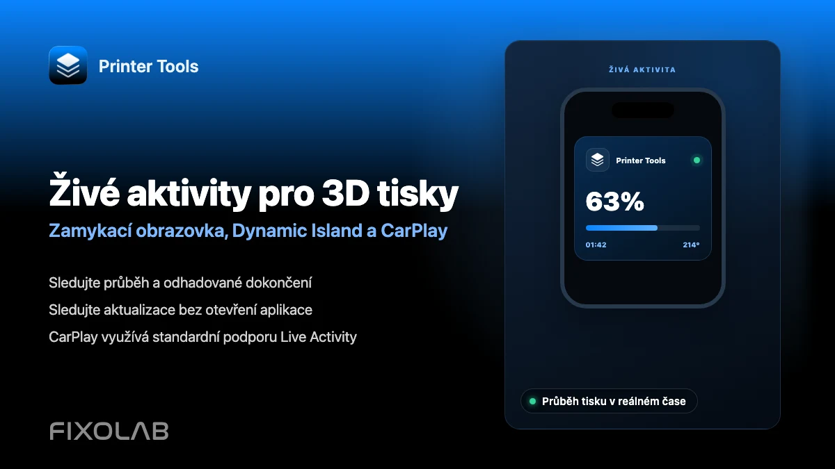 Jak sledovat 3D tisky pomocí Živých aktivit, Dynamic Islandu a CarPlay Jak sledovat 3D tisky pomocí Živých aktivit, Dynamic Islandu a CarPlay