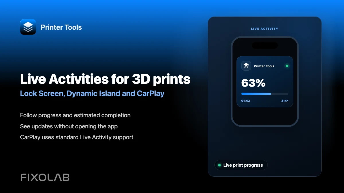 How to follow 3D prints with Live Activities, Dynamic Island and CarPlay How to follow 3D prints with Live Activities, Dynamic Island and CarPlay