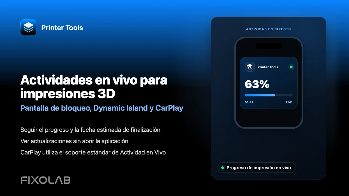 Cómo seguir impresiones 3D con Actividades en Directo, Dynamic Island y CarPlay Cómo seguir impresiones 3D con Actividades en Directo, Dynamic Island y CarPlay