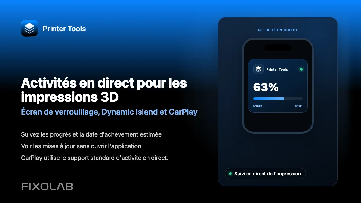 Comment suivre des impressions 3D avec les Activités en direct, la Dynamic Island et CarPlay Comment suivre des impressions 3D avec les Activités en direct, la Dynamic Island et CarPlay