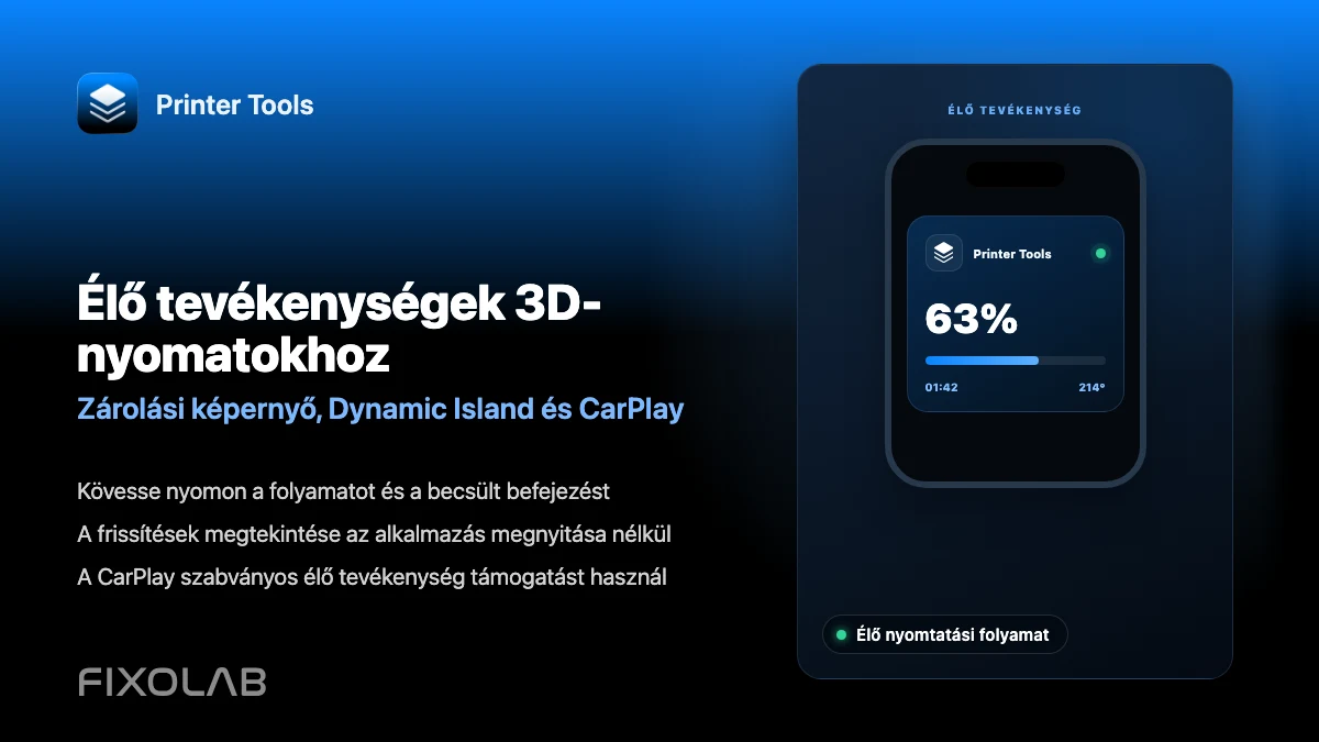 Hogyan kövessük a 3D nyomtatásokat Élő tevékenységekkel, Dynamic Islanddel és CarPlayjel