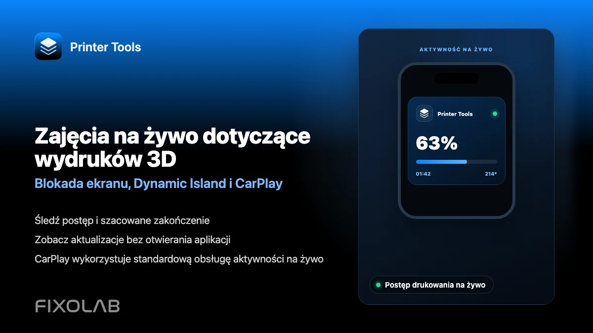 Jak śledzić wydruki 3D za pomocą Aktywności na żywo, Dynamic Island i CarPlay