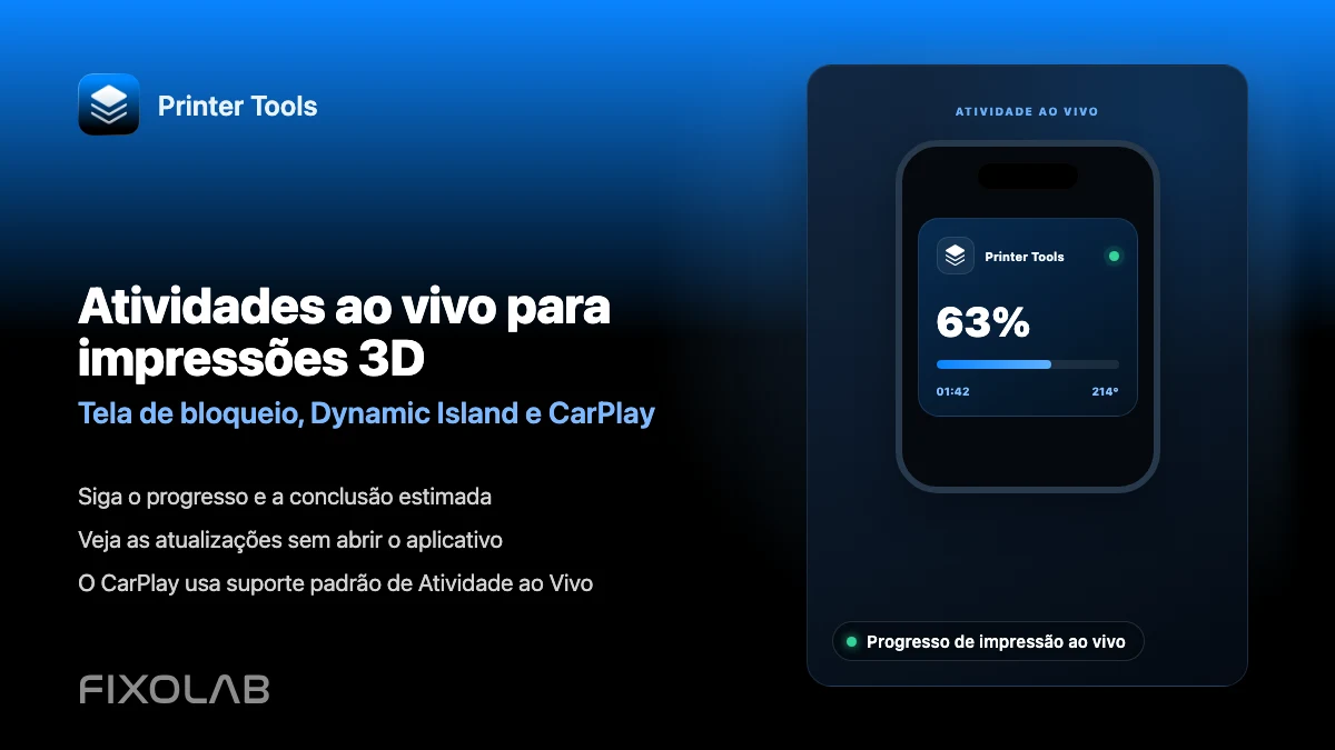 Como acompanhar impressões 3D com Atividades ao Vivo, Dynamic Island e CarPlay Como acompanhar impressões 3D com Atividades ao Vivo, Dynamic Island e CarPlay