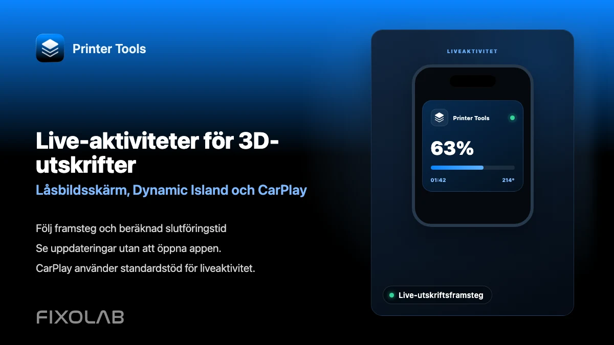Så följer du 3D-utskrifter med Live-aktiviteter, Dynamic Island och CarPlay