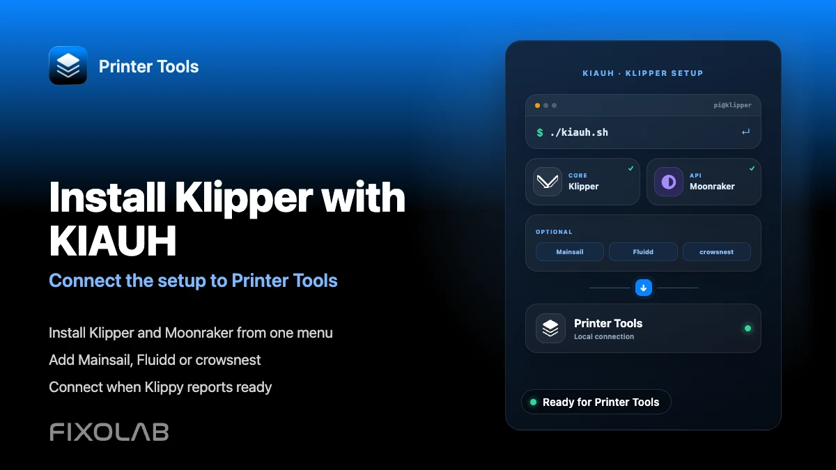 How to install Klipper with KIAUH and connect it to Printer Tools