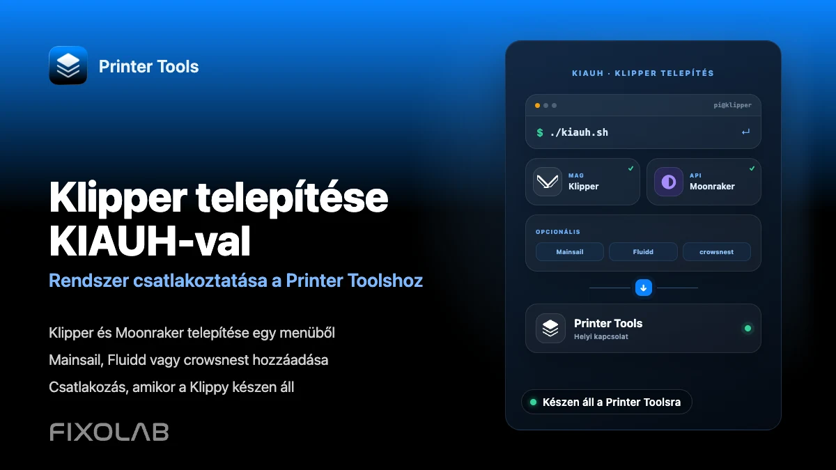 Hogyan telepítsük a Klippert KIAUH-val és csatlakoztassuk a Printer Toolshoz Hogyan telepítsük a Klippert KIAUH-val és csatlakoztassuk a Printer Toolshoz