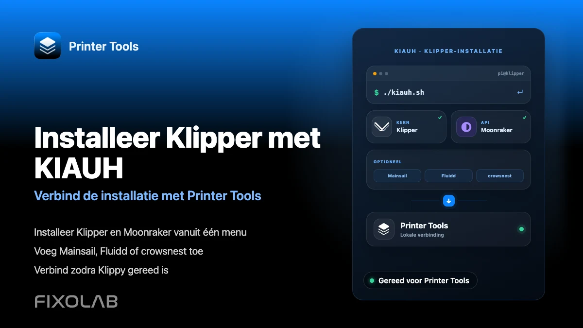 Zo installeer je Klipper met KIAUH en verbind je het met Printer Tools