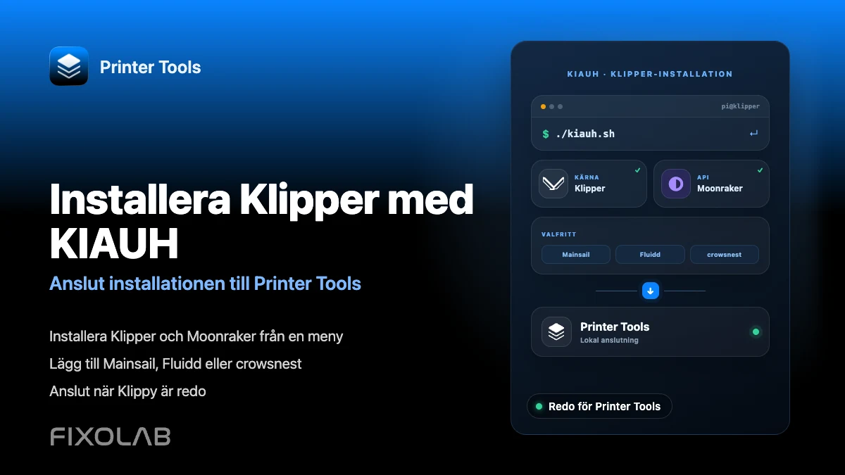 Så här installerar du Klipper med KIAUH och ansluter det till Printer Tools