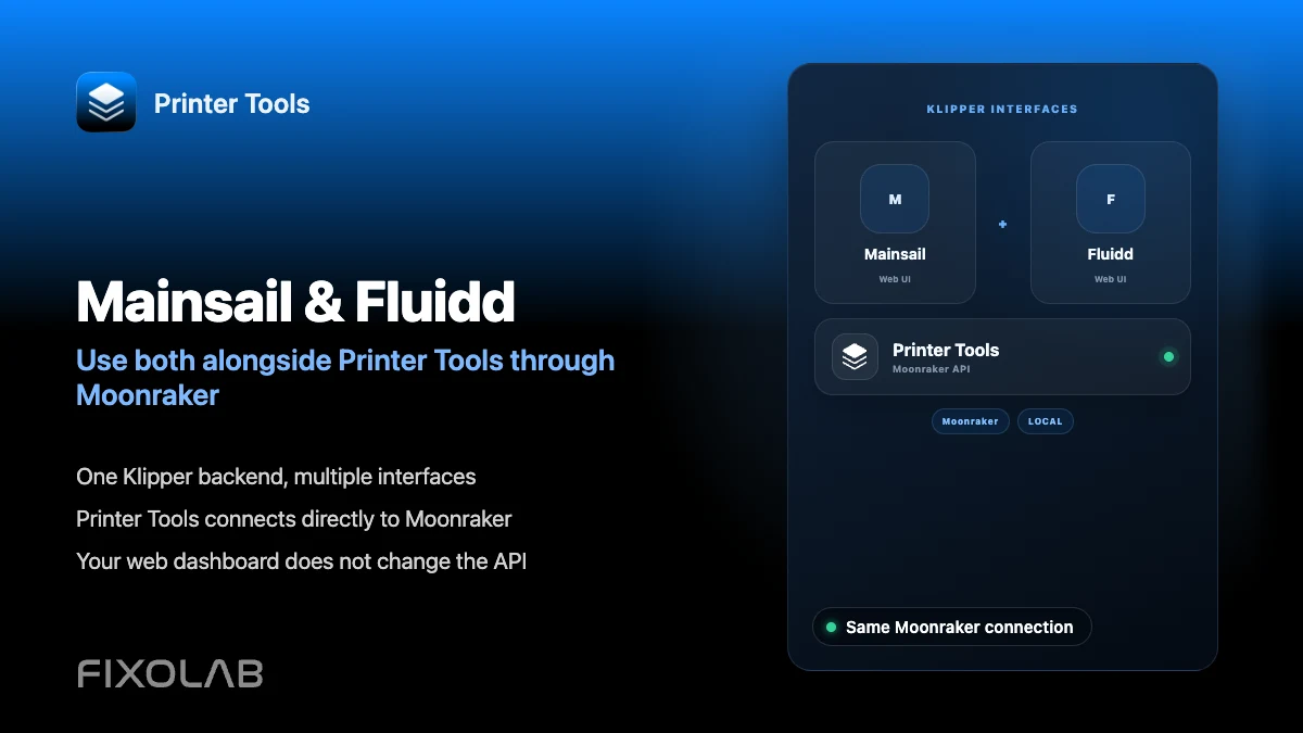 Using Mainsail and Fluidd with Printer Tools through Moonraker Using Mainsail and Fluidd with Printer Tools through Moonraker