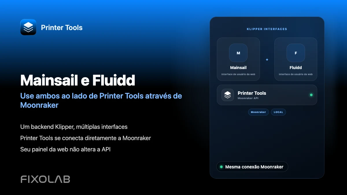 Usar o Mainsail e o Fluidd junto com o Printer Tools pelo Moonraker