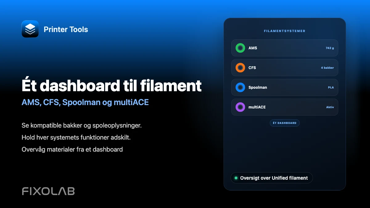 Sådan administrerer du AMS, CFS, Spoolman og multiACE på ét dashboard
