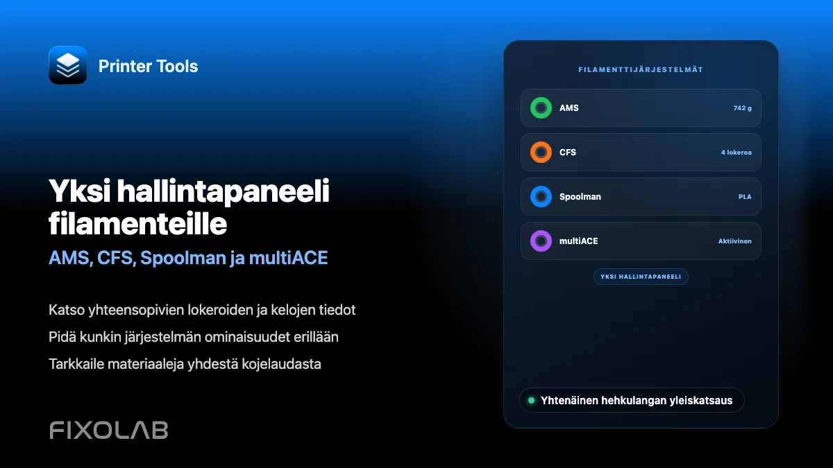 Kuinka hallita AMS-, CFS-, Spoolman- ja multiACE-järjestelmiä yhdellä kojelaudalla