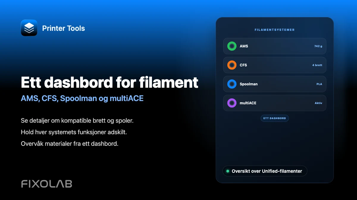 Slik administrerer du AMS, CFS, Spoolman og multiACE i ett dashbord