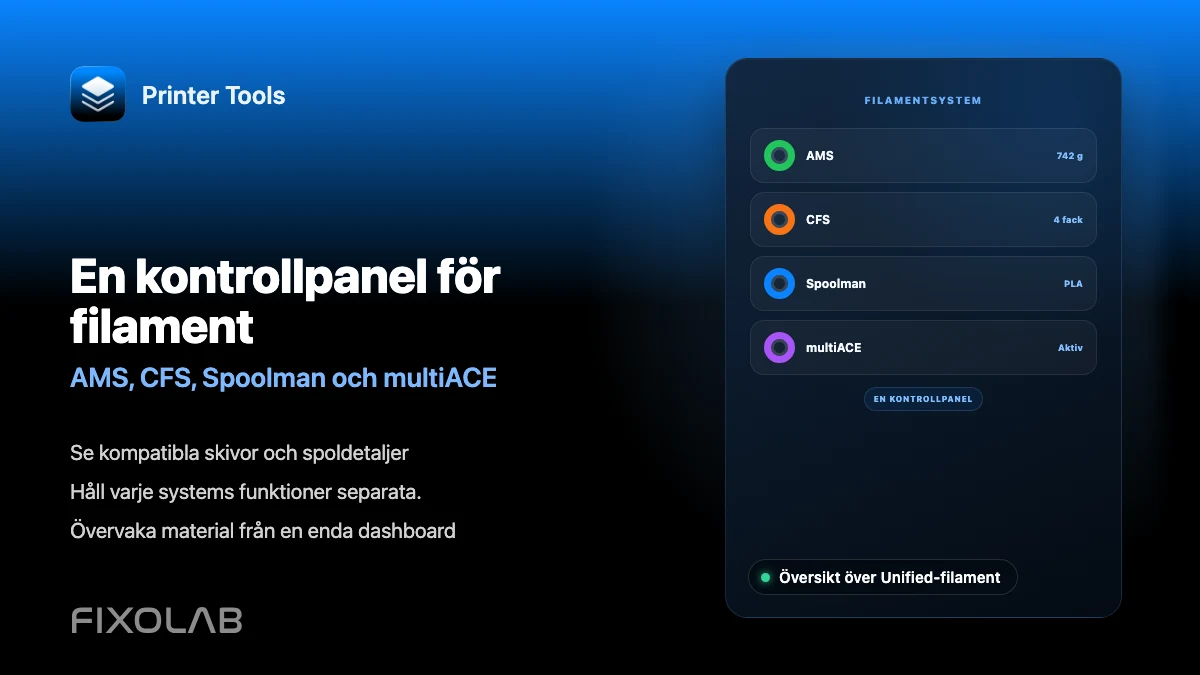Så hanterar du AMS, CFS, Spoolman och multiACE i en instrumentpanel