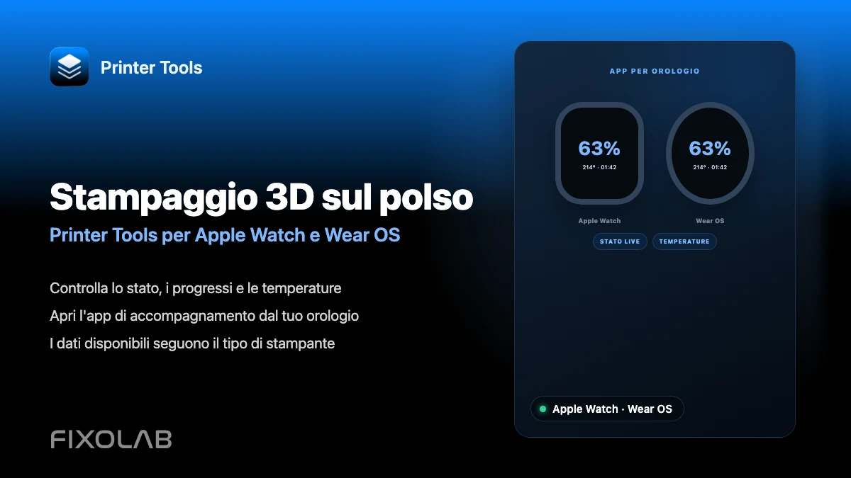 Come monitorare una stampante 3D da Apple Watch e Wear OS