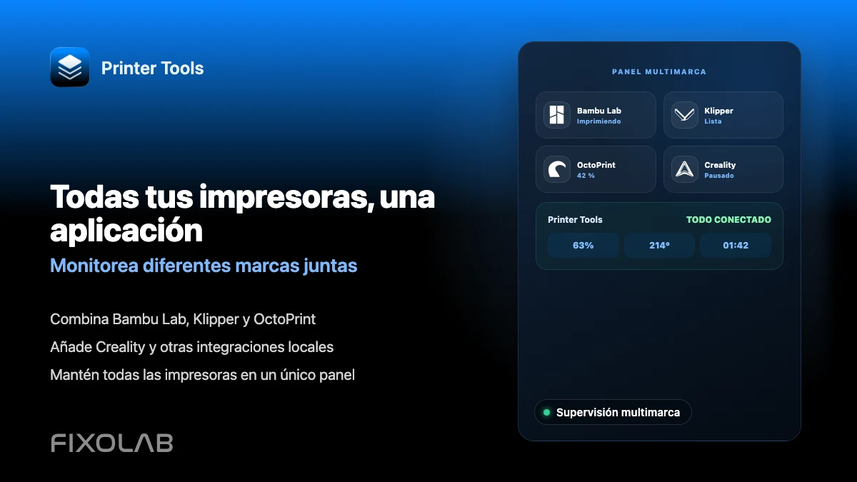 Cómo monitorizar varias impresoras 3D de distintas marcas en una sola app