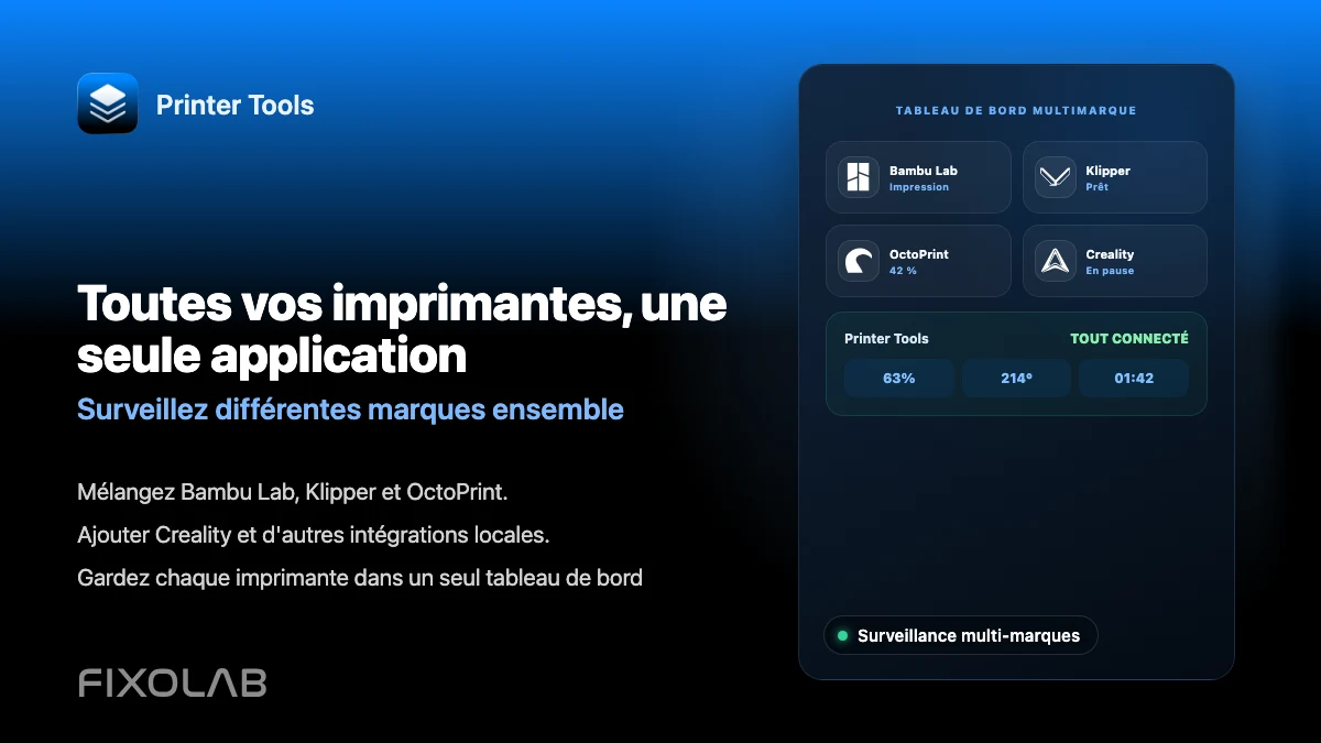 Comment surveiller plusieurs imprimantes 3D de marques différentes dans une seule application