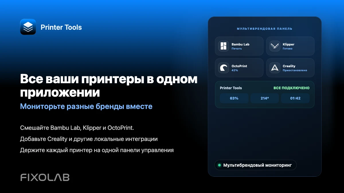 Как отслеживать несколько 3D-принтеров разных брендов в одном приложении