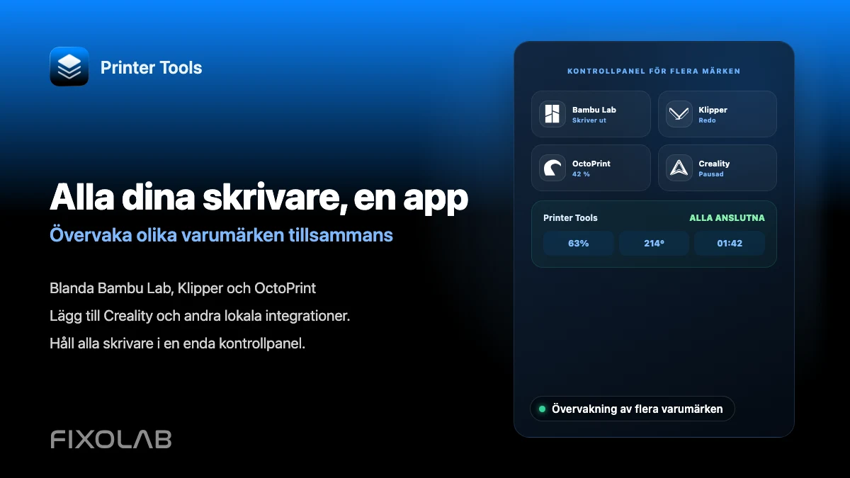 Så övervakar du flera 3D-skrivare från olika märken i en app