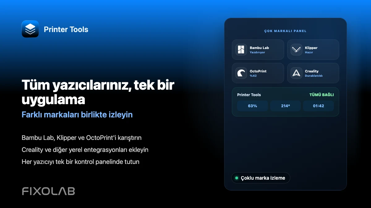 Tek bir uygulamada farklı markalardan birden fazla 3D yazıcı nasıl izlenir Tek bir uygulamada farklı markalardan birden fazla 3D yazıcı nasıl izlenir