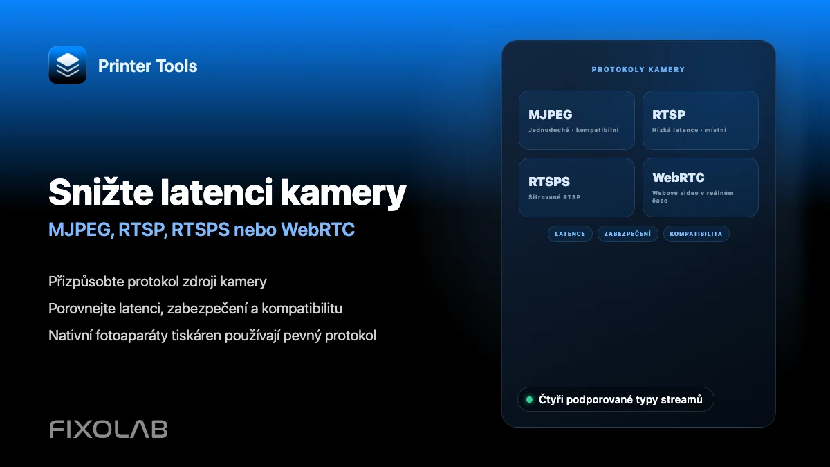 Snižte latenci kamery (MJPEG, RTSP, RTSPS nebo WebRTC)