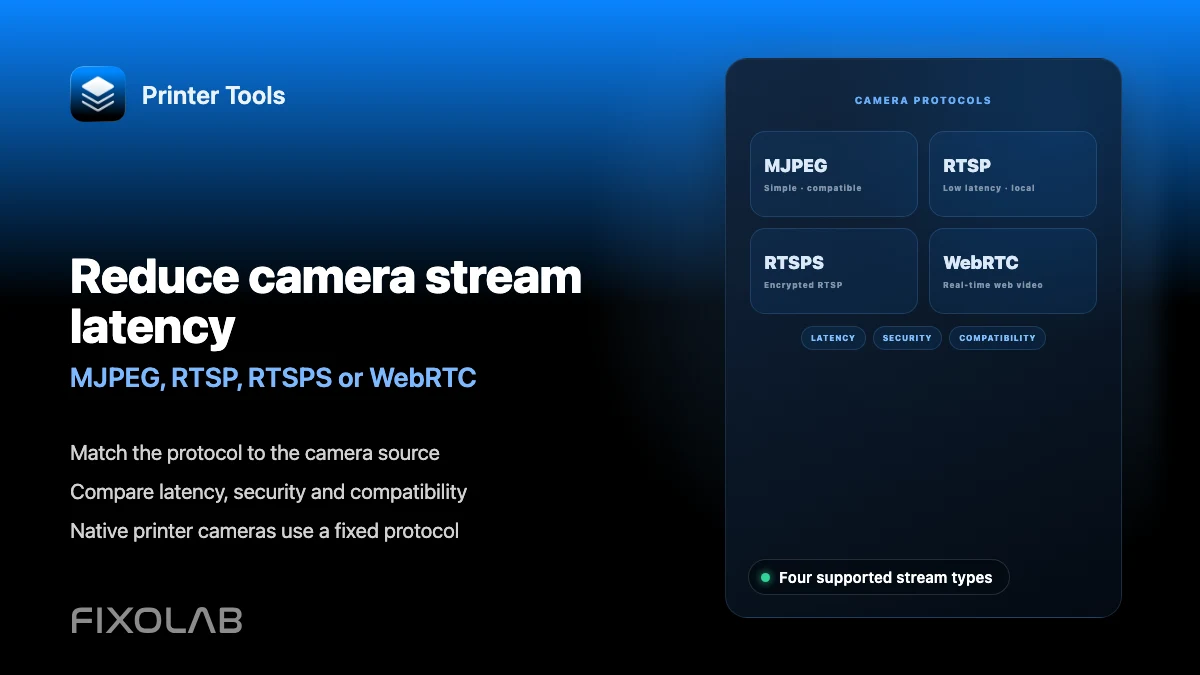Reduce camera stream latency (MJPEG, RTSP, RTSPS or WebRTC)