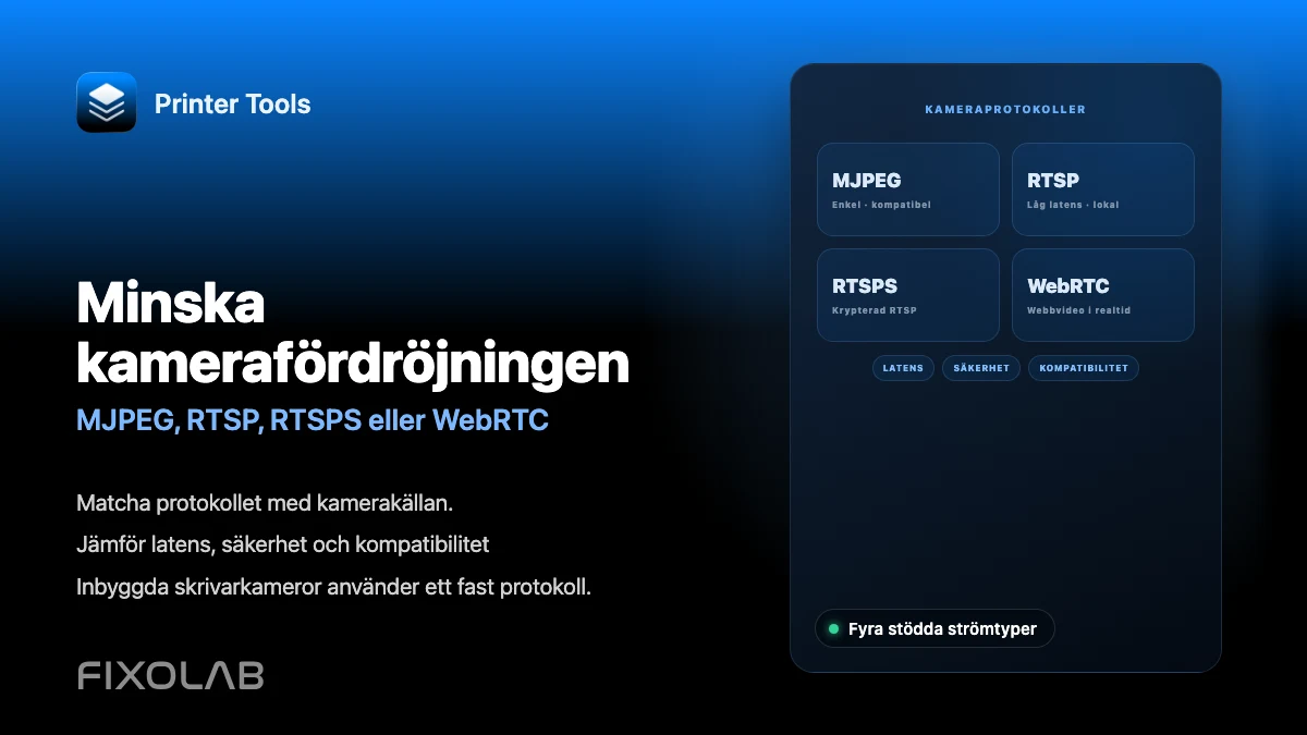 Minska kamerafördröjningen (MJPEG, RTSP, RTSPS eller WebRTC)