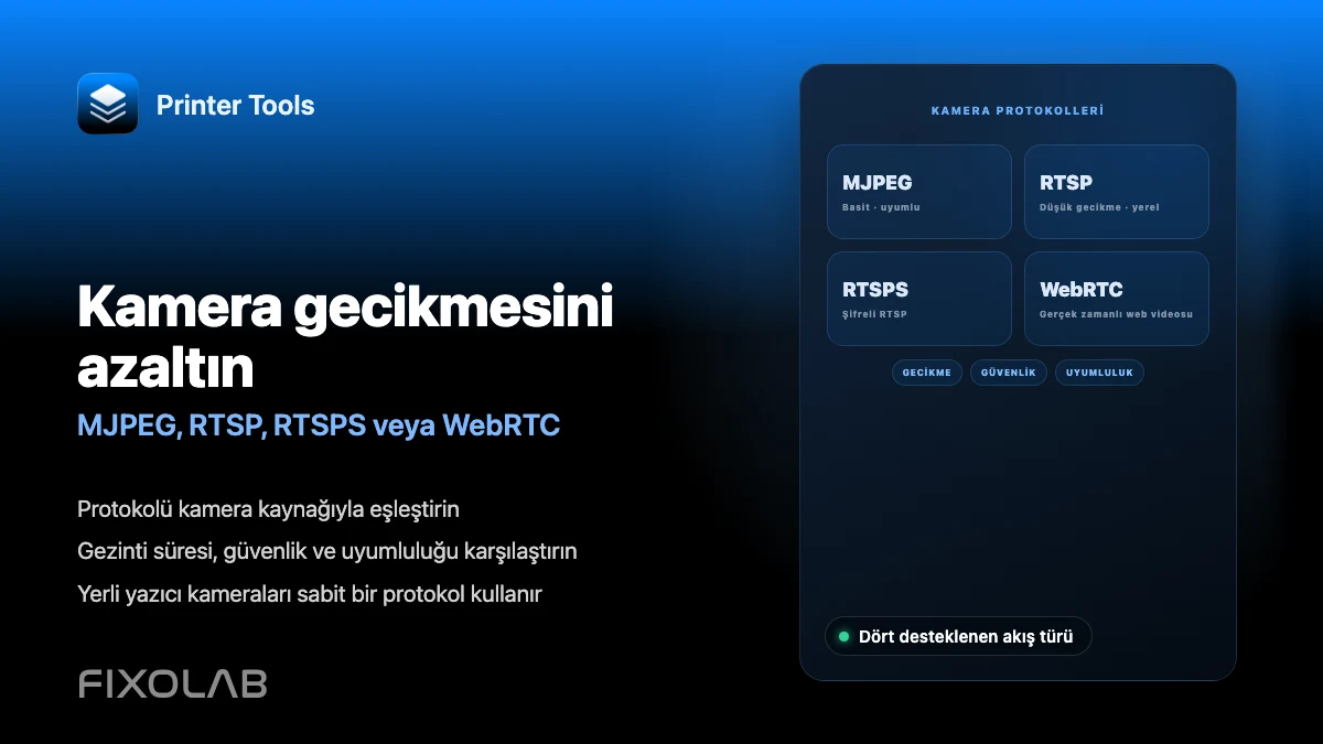 Kamera gecikmesini azaltın (MJPEG, RTSP, RTSPS veya WebRTC)