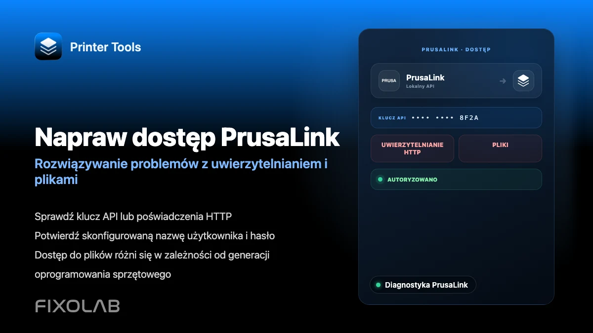 Jak rozwiązać problemy z uwierzytelnianiem i dostępem do plików PrusaLink w Printer Tools Jak rozwiązać problemy z uwierzytelnianiem i dostępem do plików PrusaLink w Printer Tools