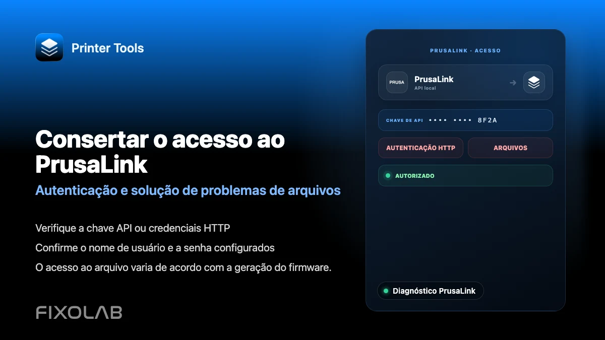Como resolver problemas de autenticação e acesso a ficheiros do PrusaLink no Printer Tools Como resolver problemas de autenticação e acesso a ficheiros do PrusaLink no Printer Tools