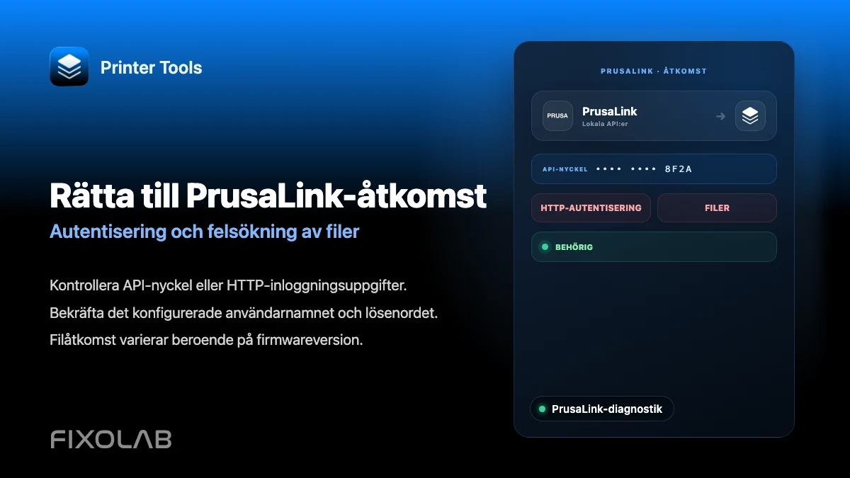 Så felsöker du PrusaLink-autentisering och filåtkomst i Printer Tools Så felsöker du PrusaLink-autentisering och filåtkomst i Printer Tools