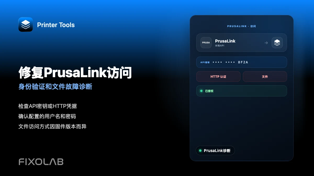 如何排查 Printer Tools 中的 PrusaLink 身份验证和文件访问问题