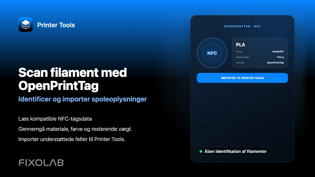 Sådan bruger du OpenPrintTag til at identificere og importere filament