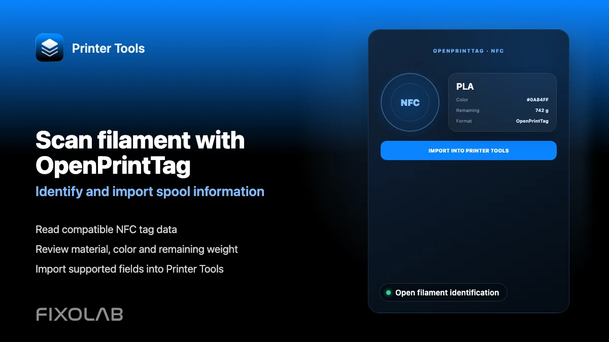 How to use OpenPrintTag to identify and import filament