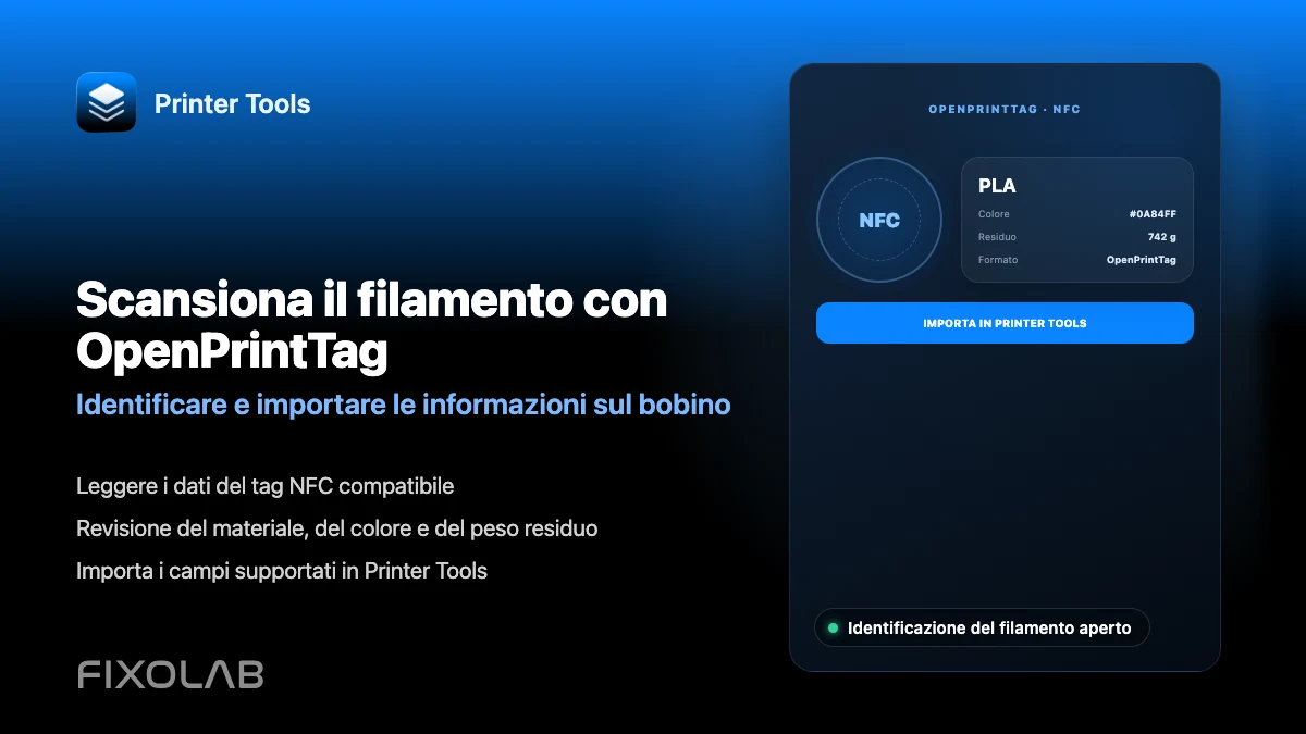 Come usare OpenPrintTag per identificare e importare il filamento